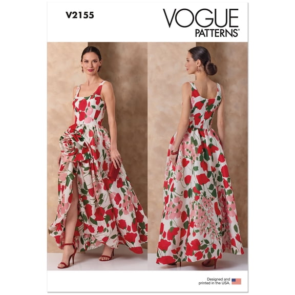 Vogue Sewing Pattern 2155 - Misses High-Low Evening Gown, Size: H5(6-14)