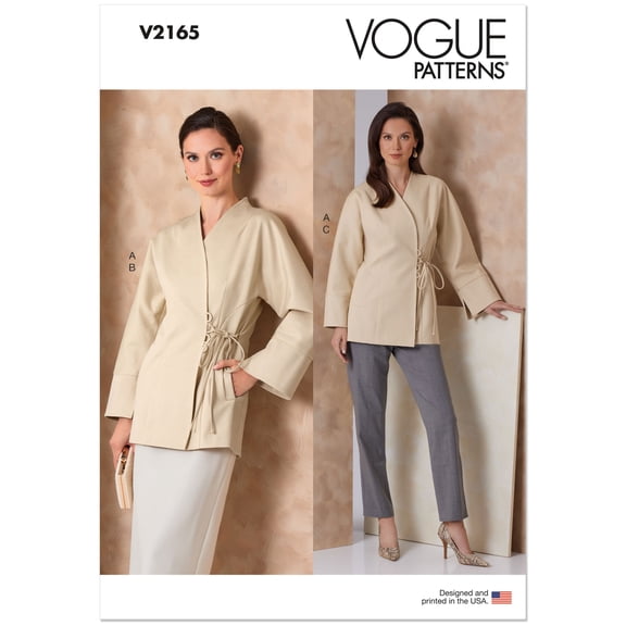 Vogue Sewing Pattern 2165 - Misses' Wrap Jacket, Slim Midi Skirt and Straight Leg Pants, Size: Y5(18-26)
