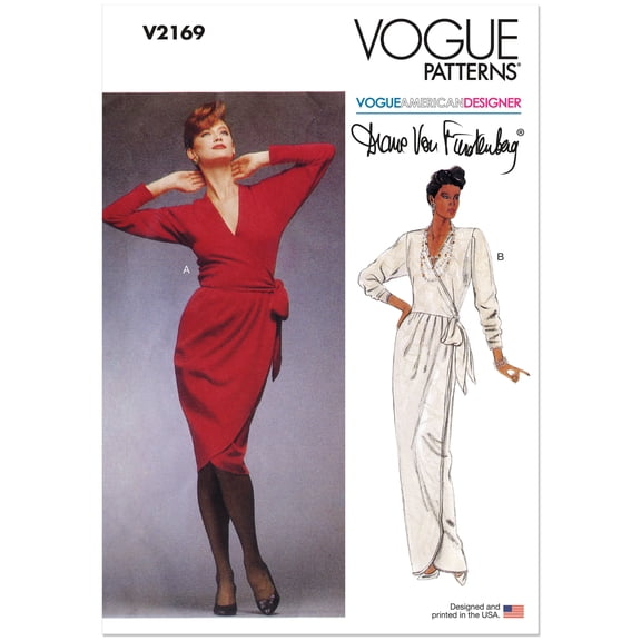 Vogue Sewing Pattern 2169 - 1980s Misses' Vintage Wrap Dress by Diane von Furstenberg by Diane Von Furstenberg, Size: K5(8-16)