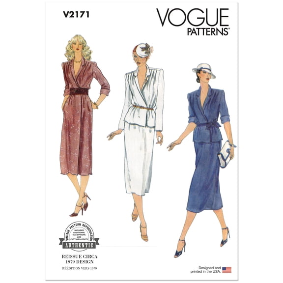 Vogue Sewing Pattern 2171 - 1970s Misses' Vintage Dress, Top and Skirt, Size: K5(8-16)
