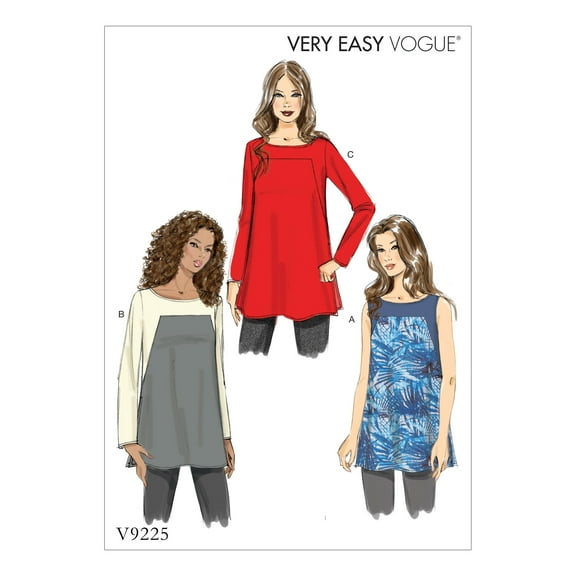 Vogue Sewing Pattern 9225 - Misses Square-Seam Tunics-6-8-10-12-14