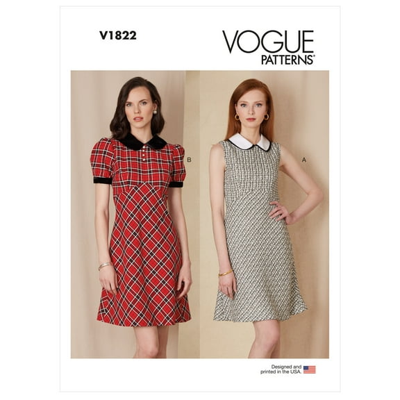 Vogue Sewing Pattern V1822 - Misses' Dress, Size: B5 (8-10-12-14-16)