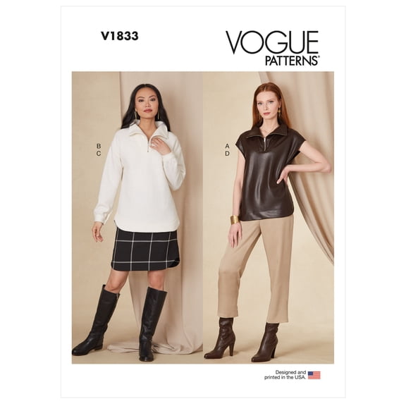 Vogue Sewing Pattern V1833 - Misses' Top, Skirt and Pants, Size: A (XS-S-M-L-XL-XXL)