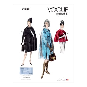 Vogue Sewing Pattern 1838 - Capes and Vintage Style for Women - A (S-M-L-XL-XXL) - Intermediate