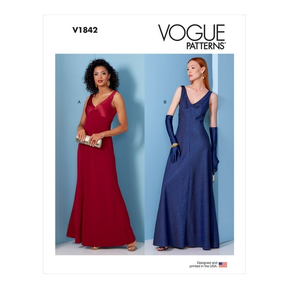 Vogue Sewing Pattern V1842 - Misses' Special Occasion Dress, Size: F5 (16-18-20-22-24)