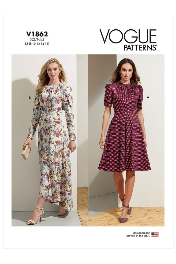 Sewing Pattern V1862 - Misses' Dress, Size: F5 (16-18-20-22-24)