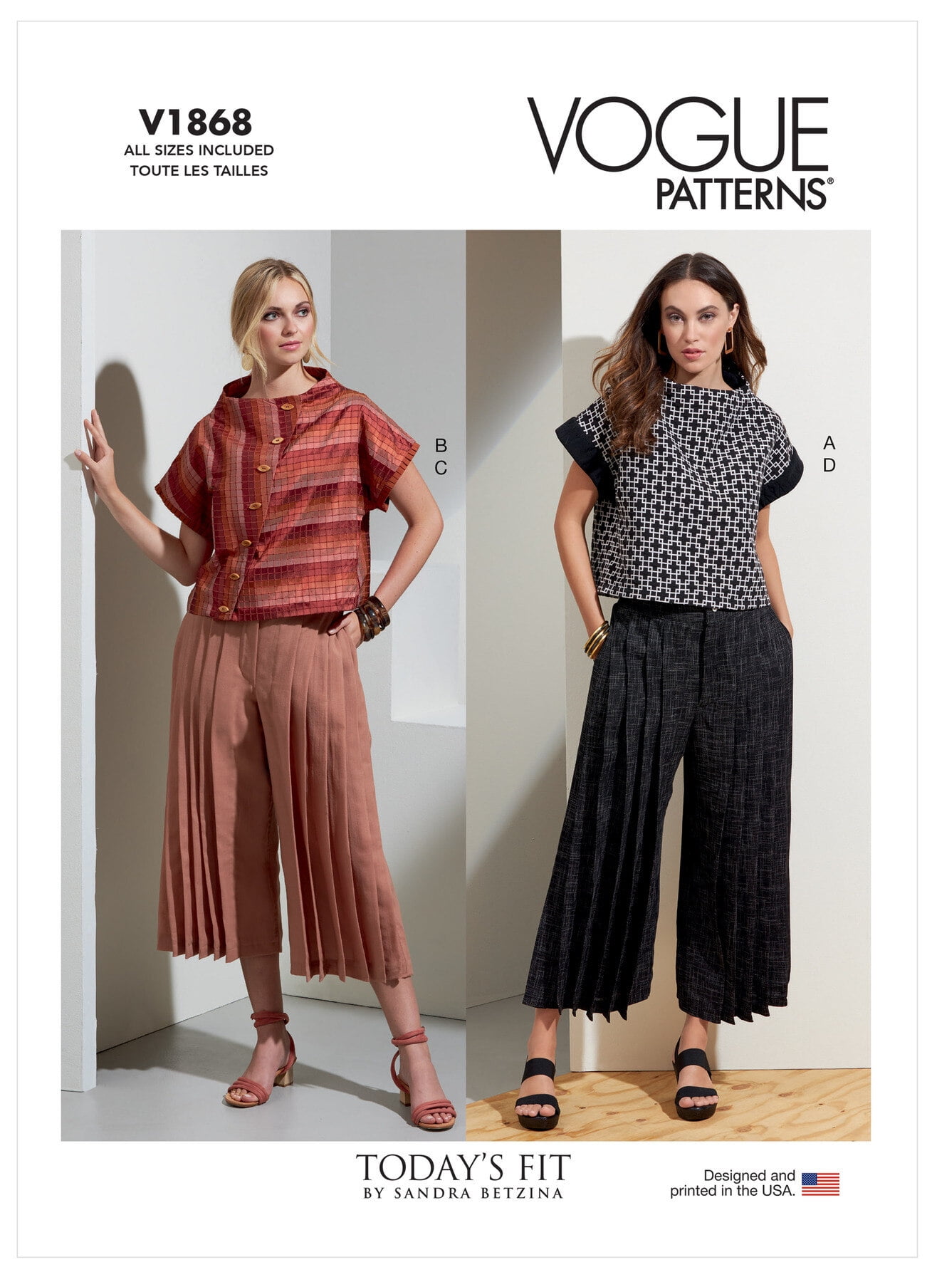 Vogue Sewing Pattern V1868 - Misses' Top and Pants, Size: A (A-B-C-D-E-F-G-H-I-J)