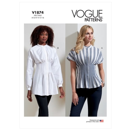 Vogue Sewing Pattern V1874 - Misses' Tops, Size: A5 (6-8-10-12-14)