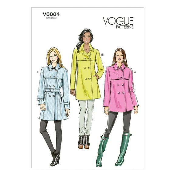 Vogue Sewing Pattern V8884 - Misses' Coat & Belt; Size (6-14)