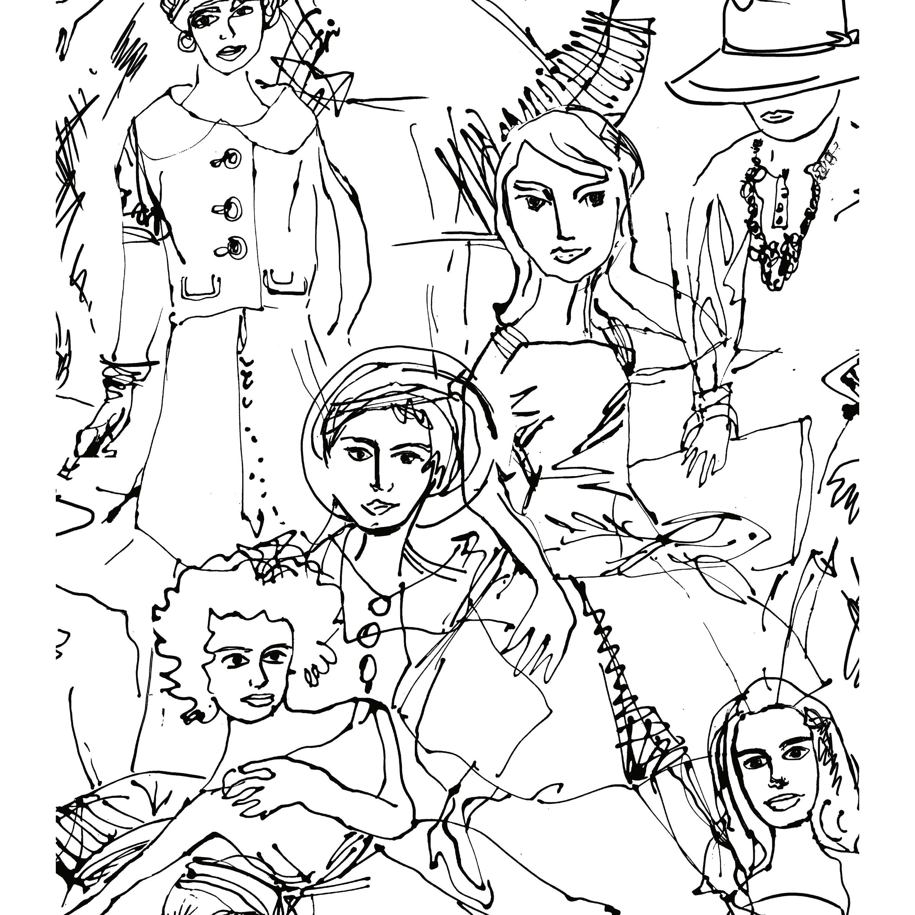 Vogue Sketches Peel and Stick Wallpaper