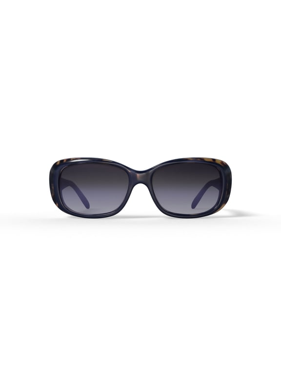 Vogue Women's 55mm Butterfly Sunglasses, Blue Tortoise Frame, Violet Dark Grey Gradient Lenses