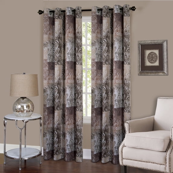 Vogue Window Curtain Grommet Panel-Color:Brown,Size:63X50