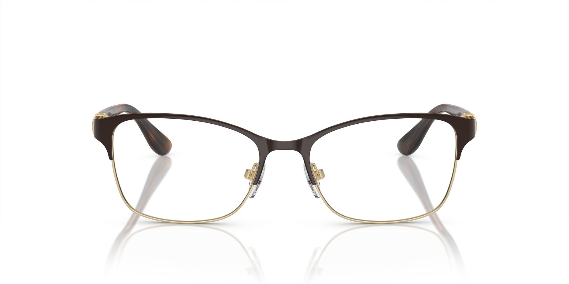 Vogue Women's Size 53 Rectangular VO4050 Prescription Eyeglasses with Case, Brown/Pale Gold