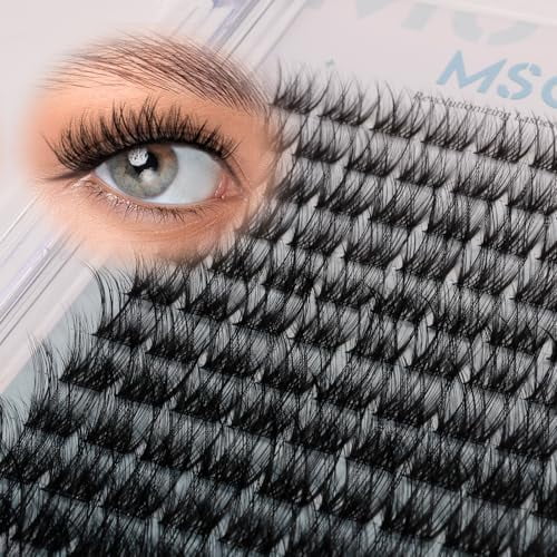 VogueFlora.03 Lashes Clusters 8-16mm D Curl Volume Wispy Eyelash Clusters - Wide Invisible Band DIY Doll Eye Hybrid Eyelash Extensions Spiky Lashes Individual Lashes Without Glue Tweezers