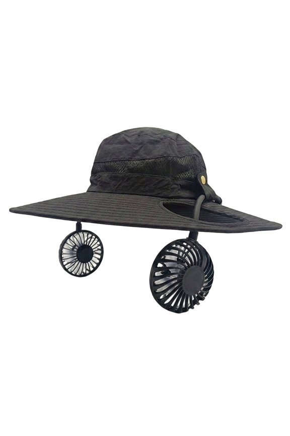2026 Upgraded Solar Mist Fan Wide Brim Hat, Hat with Fans Solar Power, Built in USB Charging Fan for Outdoor Fishing