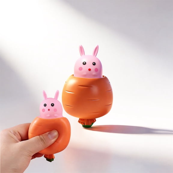 VogueHaven Easter Bunny Stress Bubbles Squeeze Toys, Pop up Fidget Toy Radish Bunny Novelty Toy Stress Relief Funny Squeeze Balls Rabbit in Birthday Easter Party Favors