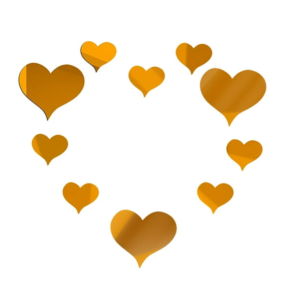 VogueV 10 Pcs 3D Mirror Love Heart Wall Stickers, Diy Peel-And-Stick Acrylic Decals for teen Room Nursery, Modern Romantic Home Decor, Black, 3X Big Hearts 7X Small Hearts