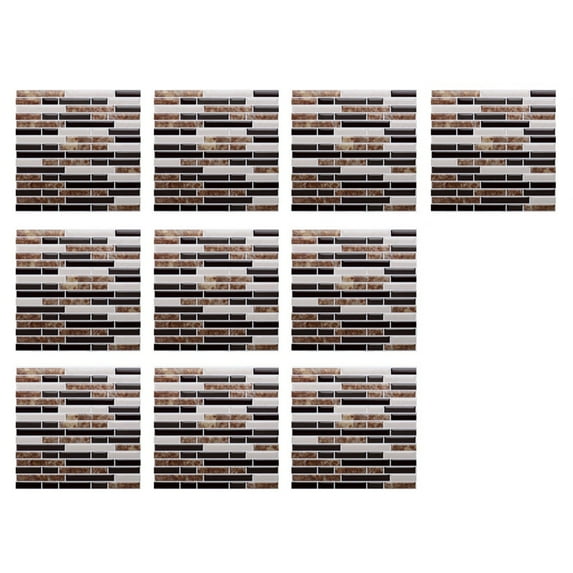 VogueV 10pc Peel & Stick 3D Crystal Tile Backsplash, Waterproof Self-Adhesive Wall Decal, Kitchen Grease Shield, 6"x6" Each