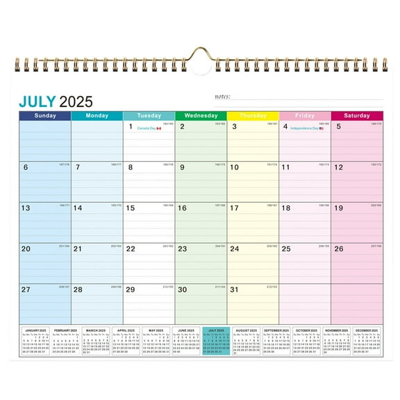 VogueV 2025-2026 Wall Calendar 18-Month July-Dec, 14.7"X11.6" Ruled Writing Blocks, Holiday Highlighted, Thick Ink-Proof Paper, Hangable Home Office office Planning Organizer, Calendar*1