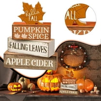 VogueV 4-Piece Fall Wooden Maple Block & Book Stack, Rustic Thanksgiving Table Centerpiece, Farmhouse Mantel Or Tray Décor, Autumn Hostess Gift, Set of Four Autumn Ornaments