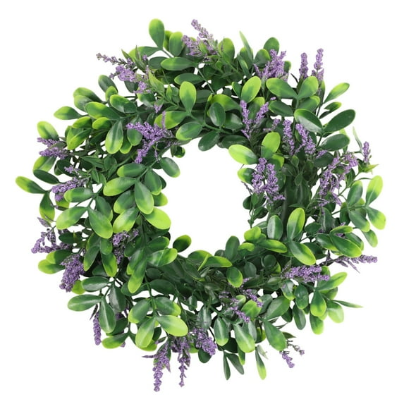 VogueV Artificial Lavender Wreath 14 Inch Front Door Foam Flower Decoration, Diy Silk Floral Wreath for Spring Summer Farmhouse Home Wedding Wall Window, Lightweight Everlasting Gift, 1 Wreath