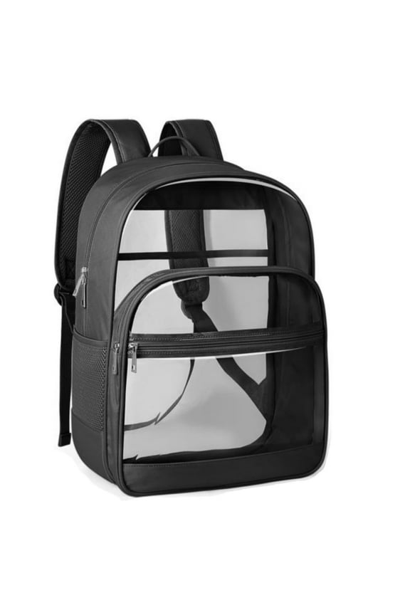 Clear Pvc Backpack for School & Travel, Reinforced Straps Transparent Bookbag, Large-Campus Tote Fits Laptop & Essentials, Security-Friendly for Stadium & Airport, A Backpack