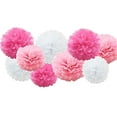thumbnail image 1 of VogueV Fluffy Tissue Paper Pompoms, 9-Pack 8" Flower Balls for Wedding & Christmas, Pre-Assembled Hanging Décor, Reusable Party Ceiling Orbs, 9 Paper Pom Poms (Three of Each Color), 1 of 2