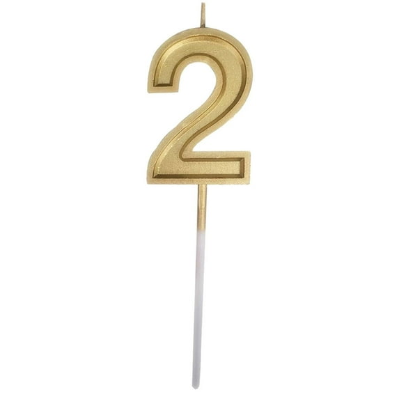 VogueV Gold Number Birthday Candle, Shimmer Metallic Numeral Cake Topper for teen Adults Party, Smokeless Wax for Wedding Anniversary Photo-Ready Dessert, 1Pc Candle Numbers