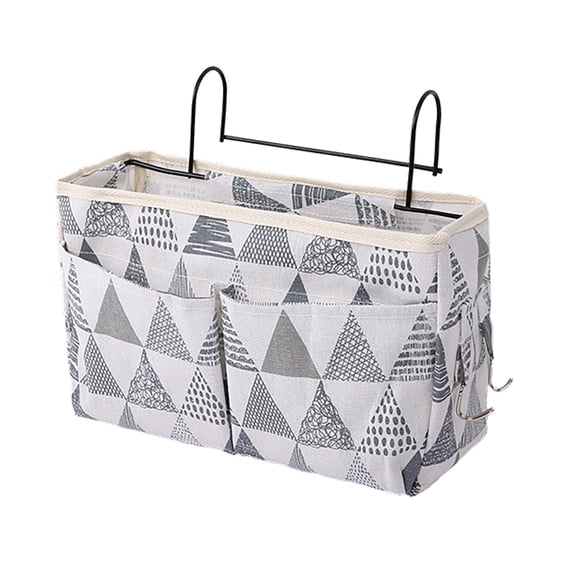VogueV Hooks, Bedside Caddy Hanging Storage Organizer 4 Pockets Canvas Bag For Bunk College Dorm Bed Bed