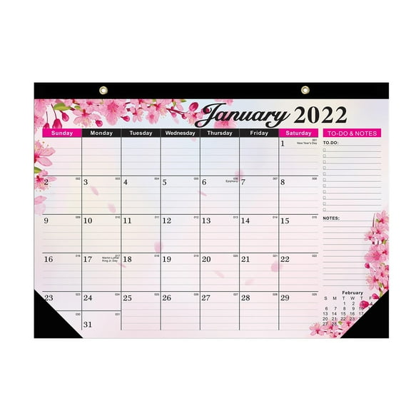 VogueV Large Floral Desktop Calendar, 18-Month English Planner July 2021-Dec 2022, Thick Paper Easel Stand for Home Office, Tear-Off Monthly Pages, 1 X Calendar