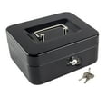 thumbnail image 1 of VogueV Medium Metal Lock Box with Key, 6 X 8 X 12 in Cash Safe, Removable 5-Compartment Tray & Secret Bottom, Office office Retail Money Organizer, Black, 1 Password Box And 1 Set of Keys, 1 of 8