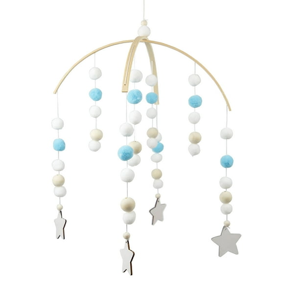 VogueV Nordic Wool-Ball teen Mobile, Wooden Ceiling Hanging Chime for Crib & Nursery, Gentle Bell Sound, Gender-Neutral Room Accent, 1X Wind Chime