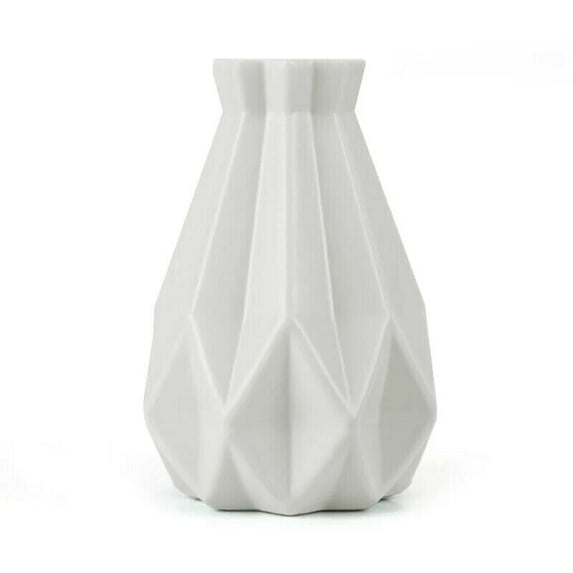 VogueV Origami Plastic Vase, Imitation Ceramic Flower Pot, Eco-Friendly Non-Toxic Pp, Modern Tabletop Centerpiece for Living Room Bedroom Office, 11.8", 1*Anti-Fall Vase