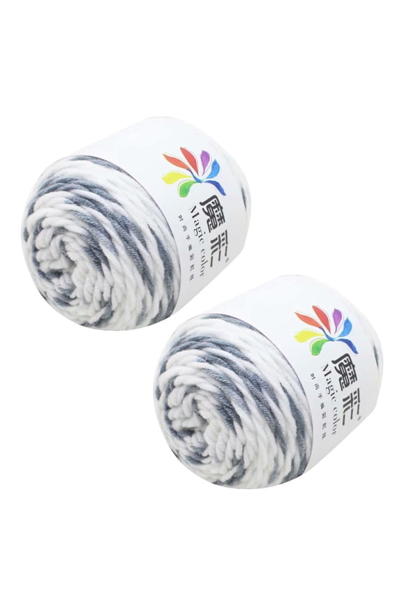 Rainbow Cotton Crochet Yarn Kit, 2-Pack Soft Worsted Weight Yarn for Diy Sweater Scarf Blanket, Beginner Craft Set, 9 Multicolor Skeins, 2 Balls of Yarn