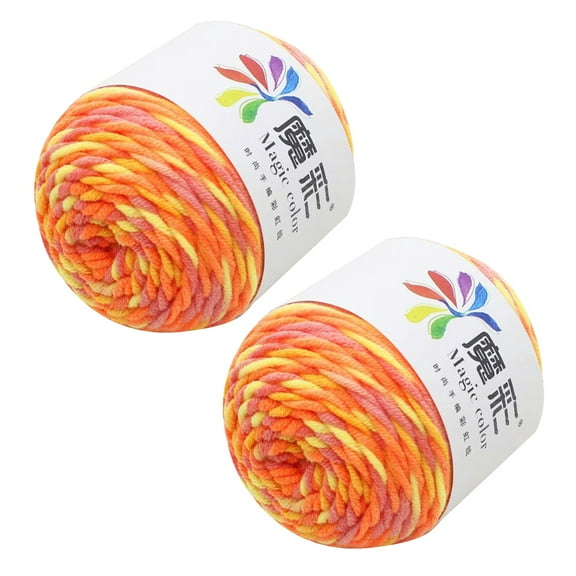 VogueV Rainbow Cotton Crochet Yarn Kit, 2-Pack Soft Worsted Weight Yarn for Diy Sweater Scarf Blanket, Beginner Craft Set, 9 Multicolor Skeins, 2 Balls of Yarn