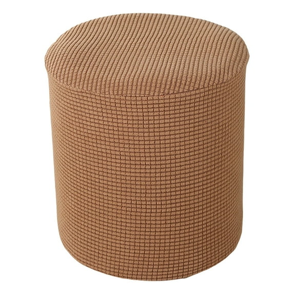VogueV Round Footstool Slipcover Elastic Pouffe Cover, Washable Knitted Stretch Ottoman Protector, Furniture Refresher for Living Room Bedroom, 13" Diameter Form-Fit Skirt, 1 Sofa Cover