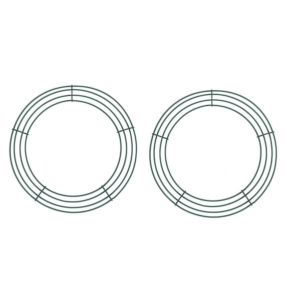 VogueV Round Metal Wreath Frame 12” Green Wire Set of 2, Heavy-Duty Diy Craft Ring for Valentine Wedding Floral Garland, Indoor/Outdoor Wall Door Holiday Decoration Base, 2Pc Wreath Frame