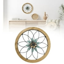 VogueV Round Rustic Wall Art, Blue Wood & Metal Farmhouse Decor for Bathroom, Kitchen, Bedroom, 11.8" Hanging Circle Sign, Vintage Country Home Accent, Easy Mount