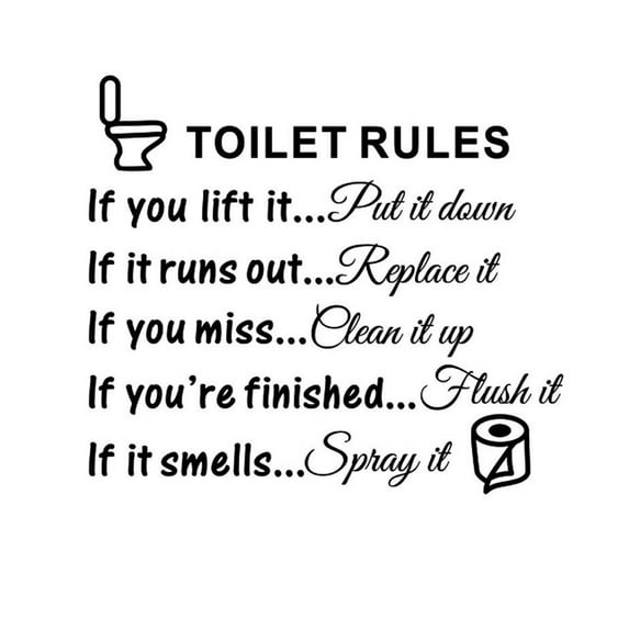 VogueV Toilet Rules Wall Sticker, Funny Bathroom Vinyl Decal for Home Restroom Decor, Removable Waterproof Diy Art for Toilet Door, Guest Bathroom Gift, 1Pc Wall Sticker