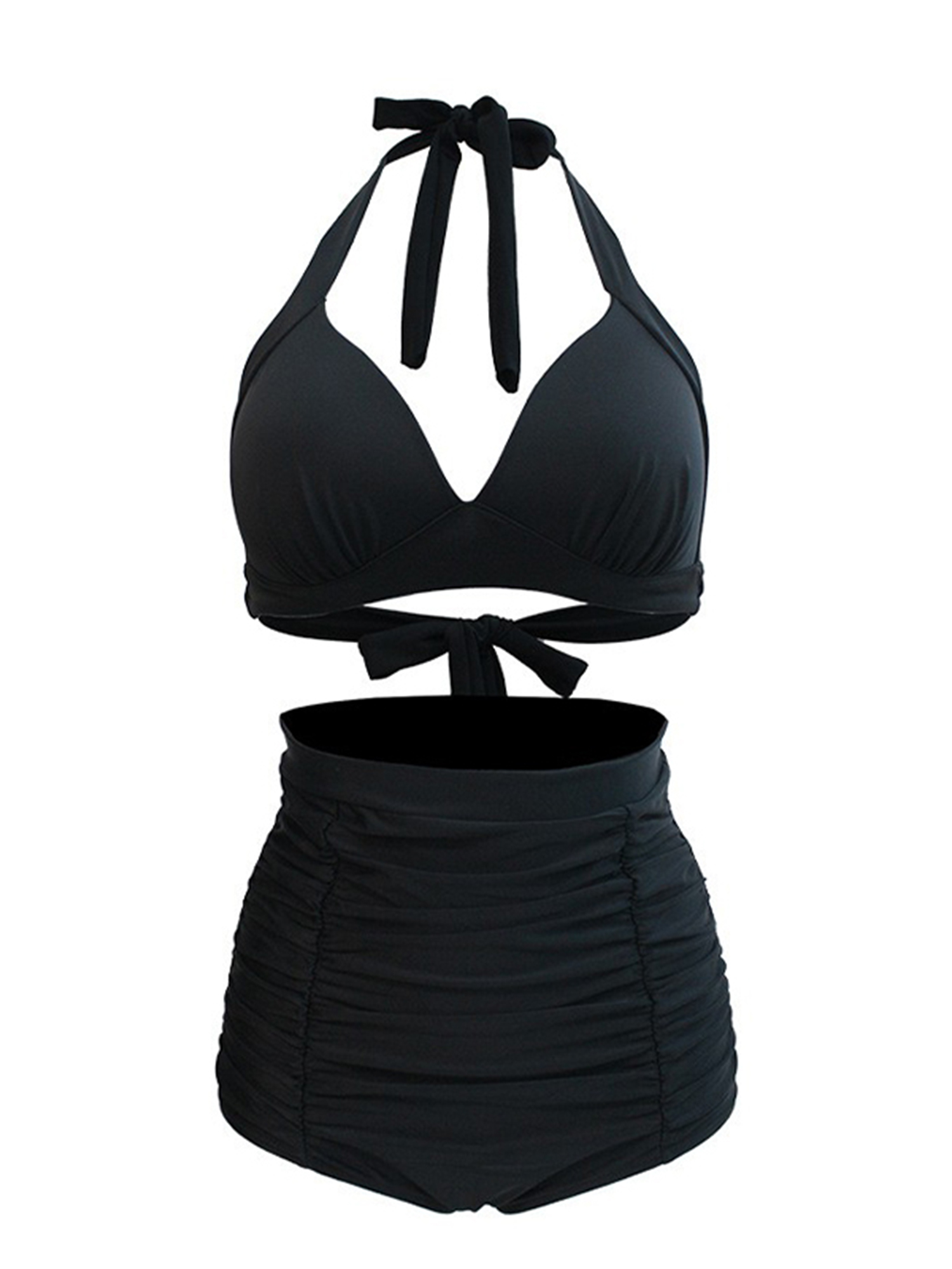 Voguele Bikini for Women High Waist Ruched Swimsuits Checkered Print