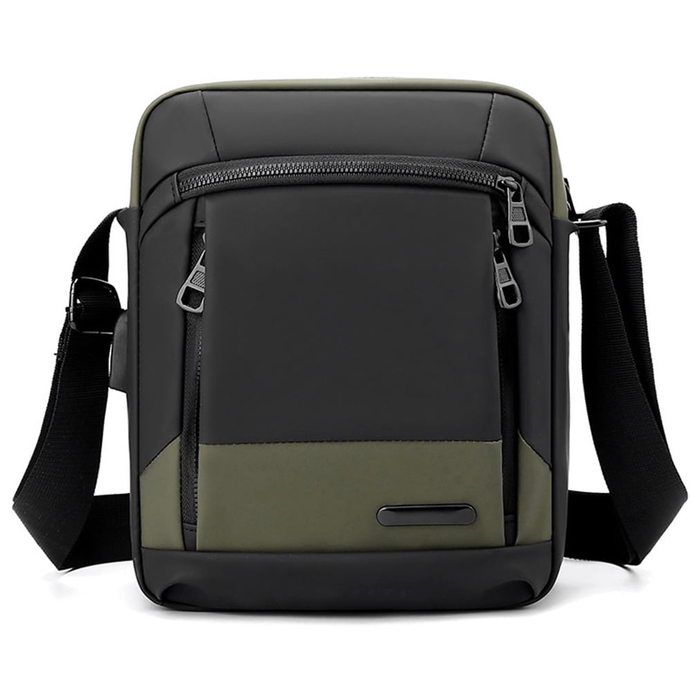 Voguele Men's Black Messenger Bag Purse Multi Pockets Fashion Crossbody  Shoulder Bags Travel Bag Waterproof Nylon Men Sling Pack with USB Charging  Port for Work Business 