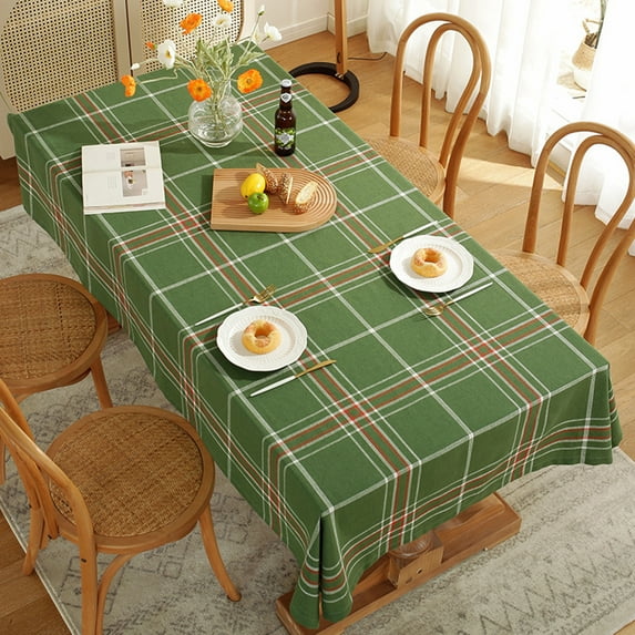 Voguele Tablecloth Home Decor Table Cloths Dust-proof Decorative Tablecloths Washable Rectangle Color Block Luxury Geometric Green 55"x 71"