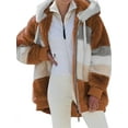 thumbnail image 1 of Voguele Women Jacket Patchwork Coat Long Sleeve Outwear Winter Warm Overcoats With Pockets Cardigan Caramel Colour 5XL, 1 of 2