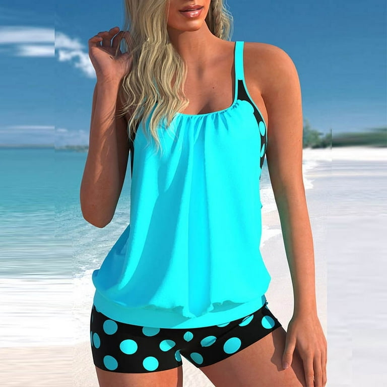 Colorful Digital Pattern Tankini Sets, Boxer Shorts, 44 OFF