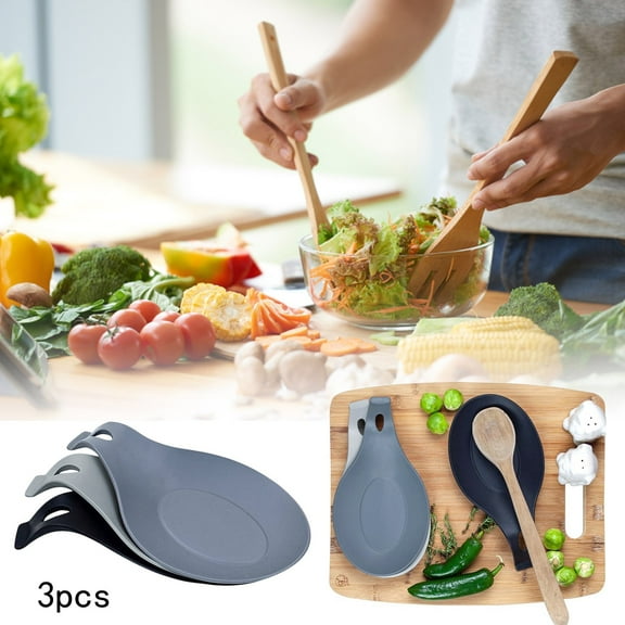 Voguev Rack | Silicone Spoon Rest Kitchen Utensil Holder Quality Material Counter Spatula Holder Stovetop Spoon Rest Set Of 3