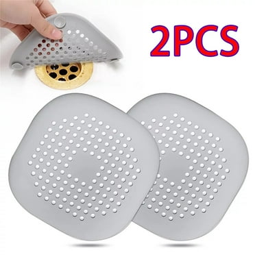Voguev Strainers | Drain Hair Catcher Square Silicone Trap Shower Drain Cover With Suction Cups For Bathroom Bathtub Kitchen Filter Flat Strainer 2 Pack