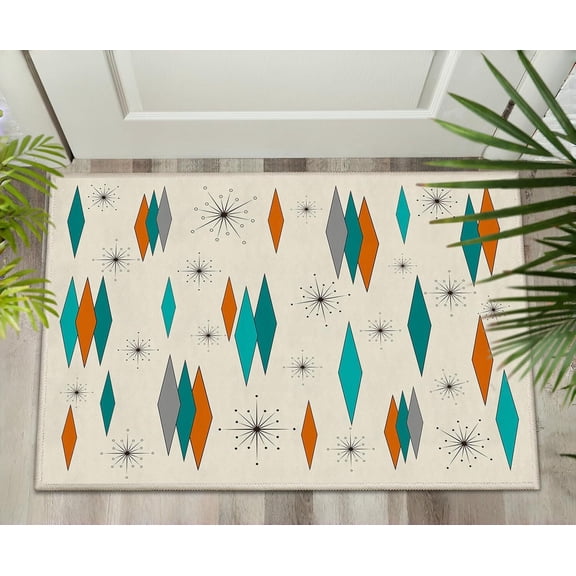 Voguly 2'x3' Mid Century Modern Rug, Atomic Retro Entryway Door Mat, Non-Slip Machine Washable Carpet for Living Room, Bedroom, Dining Room, Indoor Entrance