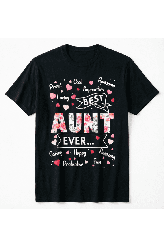 Best Aunt Ever T-Shirt, Funny First Time Aunt Gift, Mothers Day Present For New Auntie, Floral Heart Tee, Women Family Top