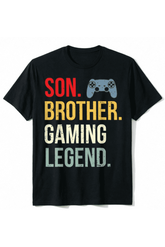 Men Boys Son Brother Gaming Legend Funny Video Game Controller Retro Style T-Shirt, Gamer Gift for Birthday Christmas Tee