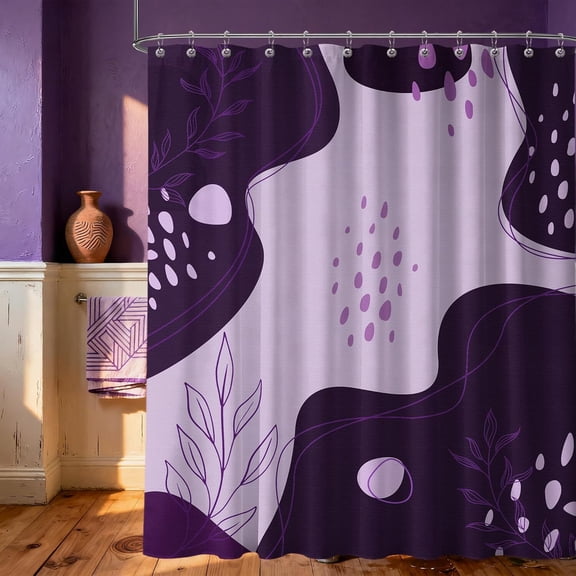 Voguly Purple Shower Curtain Light Purple Lilac Lavender Mid Century Modern Boho Bathroom Decor Sets Waterproof Cloth Fabric with Hooks 72x72IN